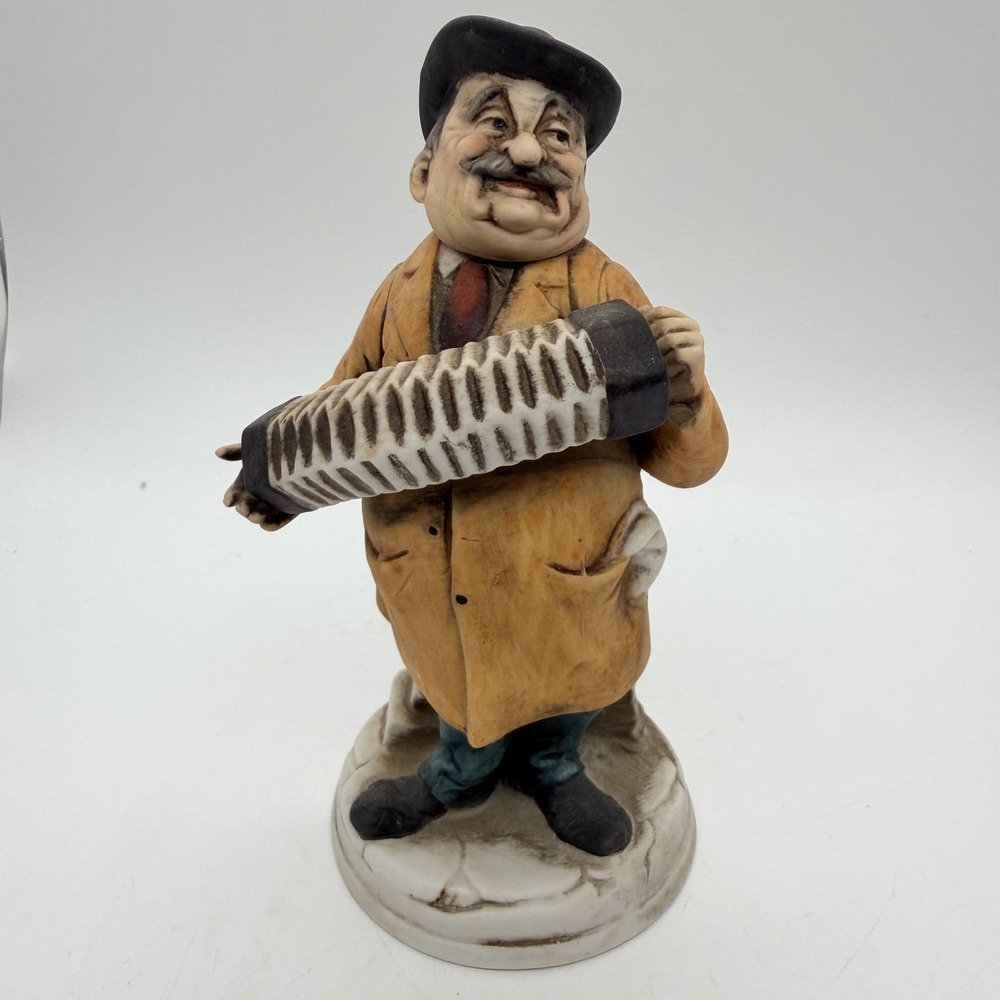 Vintage Napcoware Old Man Playing Accordion Concertina Porcelain Figurine 6 1/2"